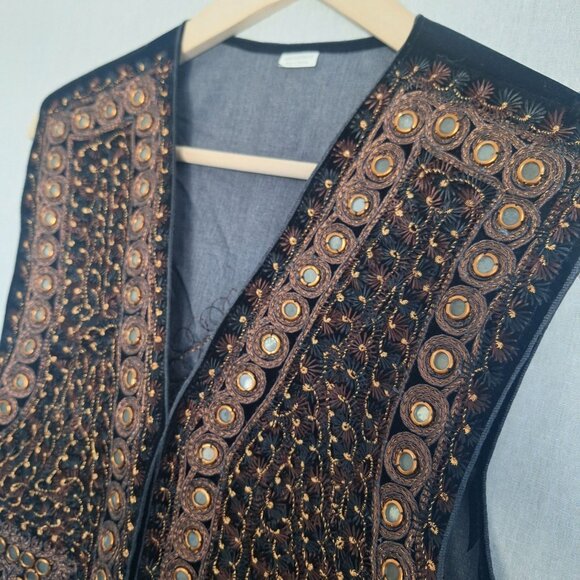 💙 Velvet Embellished Vest Size XL Boho Hippie Festive - Picture 7 of 9